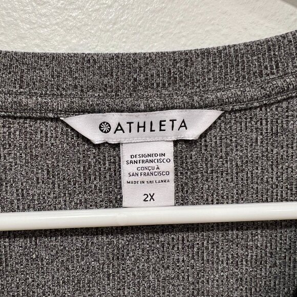 Athleta Ribbed Henley Top- Gray- Size 2x - Picture 2 of 2